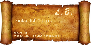 Lenko Bálint névjegykártya
