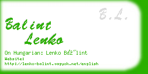 balint lenko business card